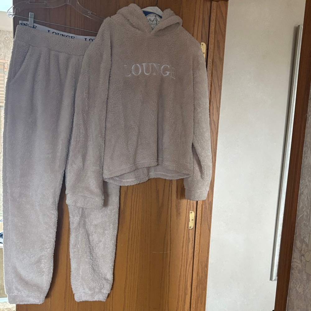 Cozy Teddy Fleece Jogger Set - Taupe (Lounge)